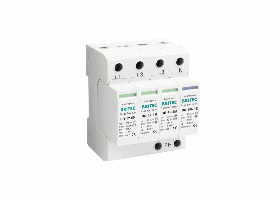 12.5kA کلاس B + C سه فاز استاندارد IEC حفاظت از صاعقه محافظت از افزایش