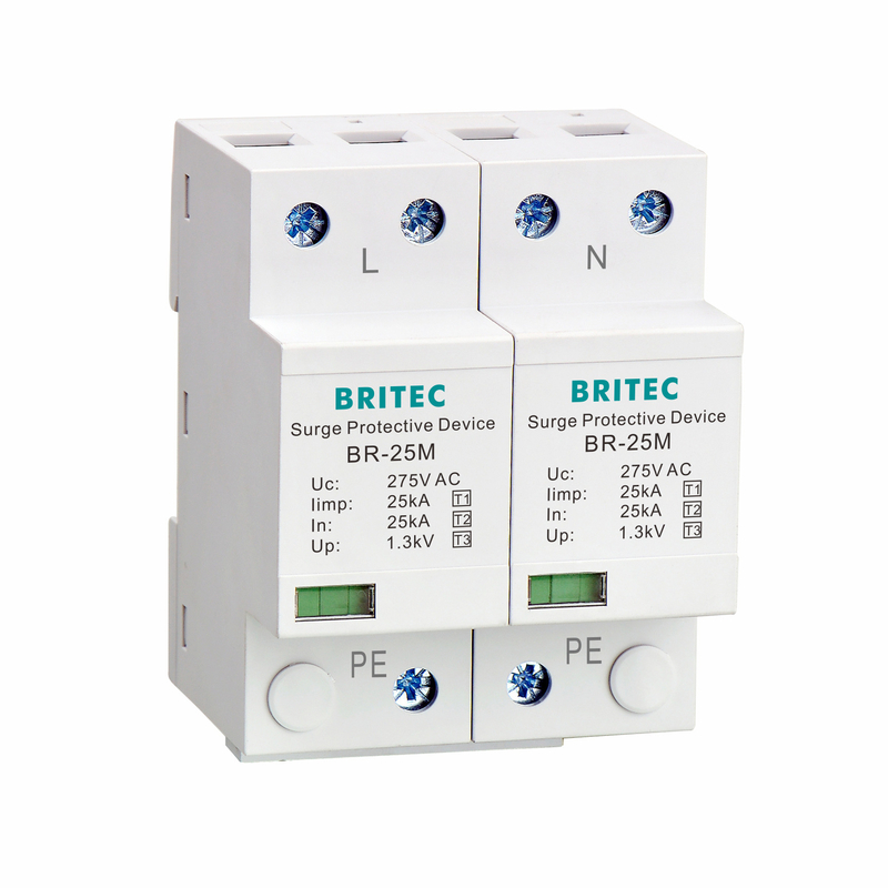 BR-25M 2P Lightning T1+T2 Surge Resterer B+C SPD 25kA محافظ رعد و برق spd