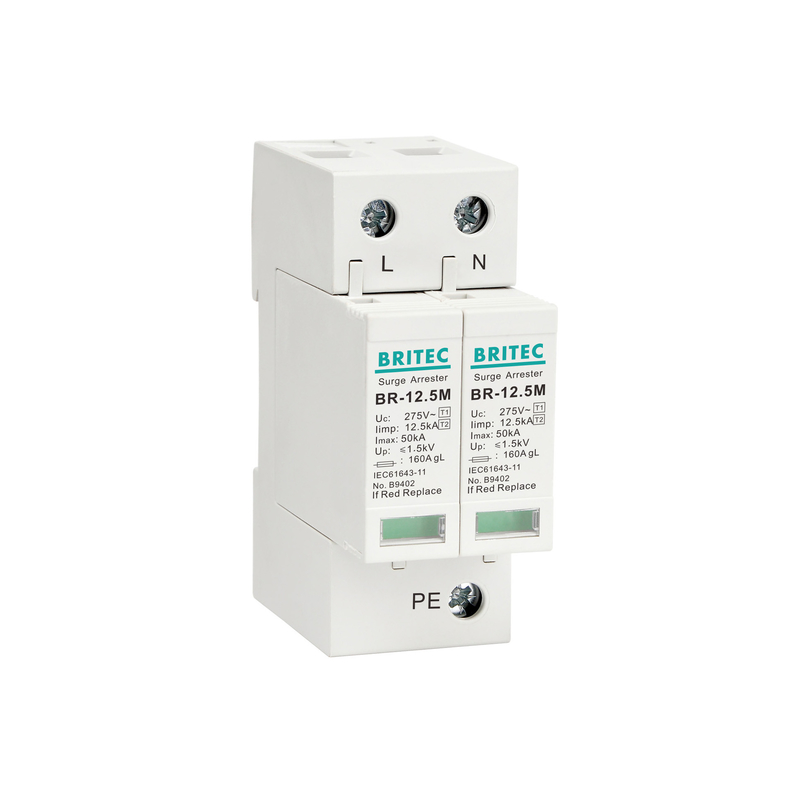 محافظ صاعقه گیر BRITEC BR-12.5M 2P 12.5kA تک فاز صاعقه گیر دستگاه محافظ رعد و برق
