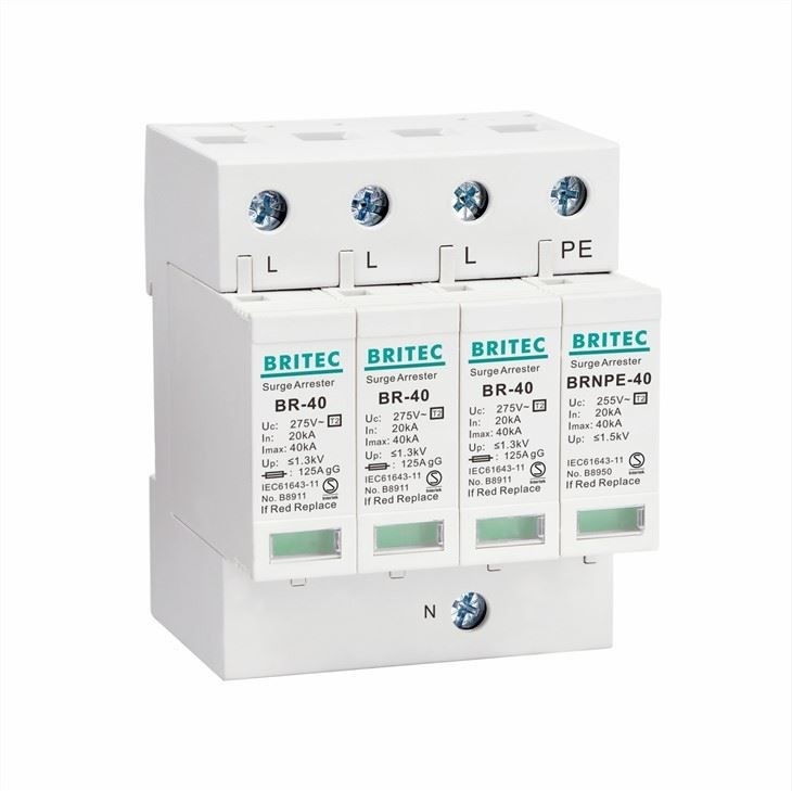 BR-40 3+1  T2  دستگاه حفاظت از نوسان ولتاژ نوع 2  محافظ ولتاژ  جلوگیرنده صاعقه  محافظ رعد و برق  جاذب نوسان ولتاژ