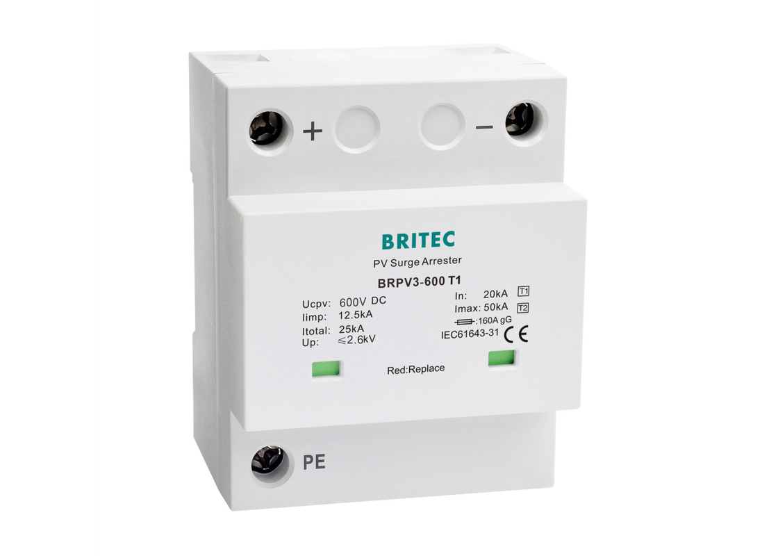 12.5kA BRPV3-600T1 نوع 1 + 2 PV Surge Protector دستگاه حفاظت از افزایش خورشیدی