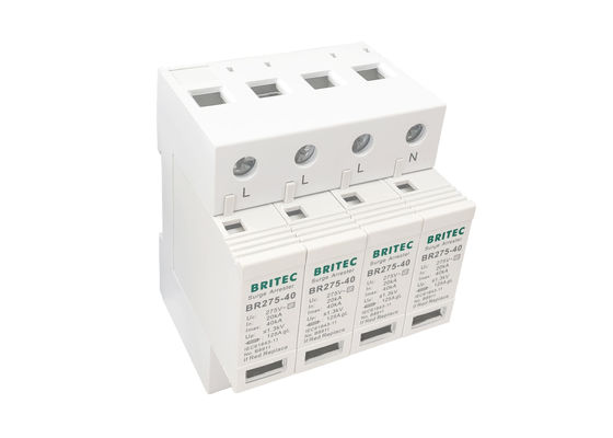 دستگاه حفاظت از افزایش قدرت AC 275V SPD با حداکثر جریان تخلیه 40KA و شاخص تصویری مکانیکی 4 قطبی