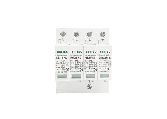 SPDs Iimp 12.5kA T1 + T2 Surge Arrester B + C محفظه حرارتی پلاستیکی