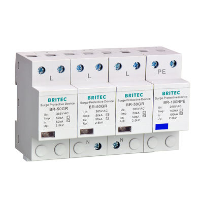 BR-50GR 385 1P 50kA Ac Din Rail نوع 1 Surge Protective Surge Rester SPD spd t1 t2 ac