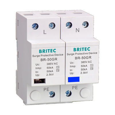 BR-50GR 385 1P 50kA Ac Din Rail نوع 1 Surge Protective Surge Rester SPD spd t1 t2 ac