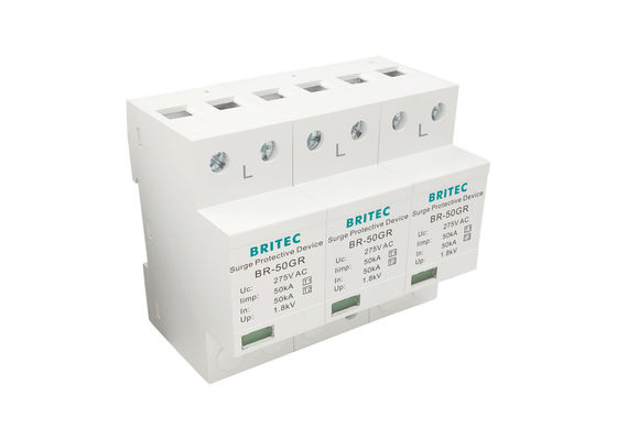 Type 1 Class B Surge Thunder Protection Device 50kA 385V Three Phase System