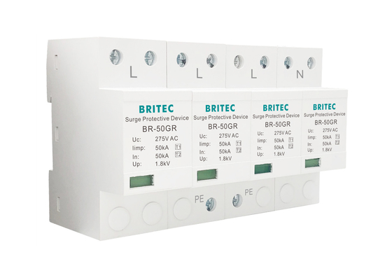 محافظ فراز SPD ترموپلاستیک IP20 4 قطب برق گیرنده محافظ فراز