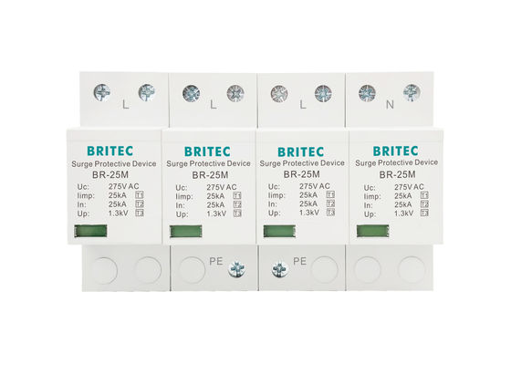 25KA T1 Surge Protector 4P Surge Protection Device نوع 1+2+3