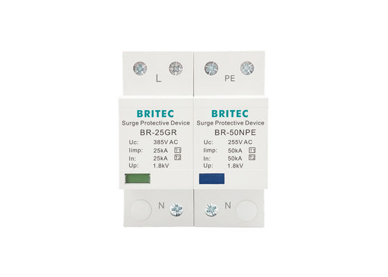 25 KA تک فاز نوع 1 دستگاه حفاظت از نوسانات 1+1 کلاس I برای TT TN-S