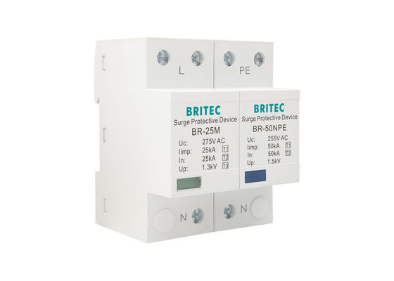25kA قدرت نوع 1 محافظ افزایش برق BR-25M 1+1 ولتاژ پایین 275V/255V