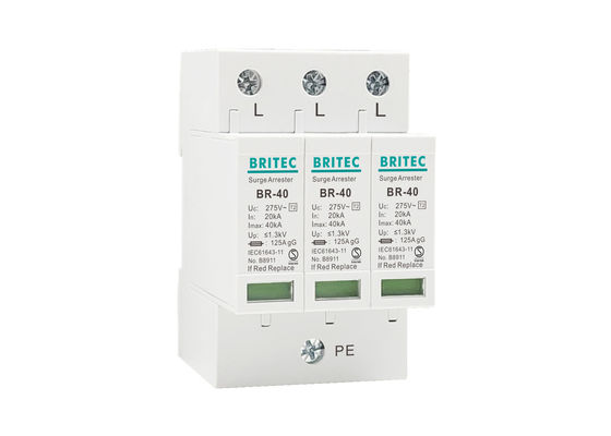 نوع 2 دستگاه محافظت از افزایش SPD 20 ~ 40KA گرفتگی رعد و برق با نصب 35mm Din Rail