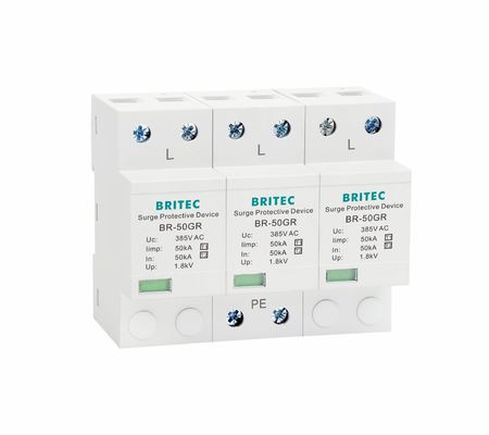 دستگاه حفاظت در برابر نوسان برق 50kA BRITEC با تأییدیه TUV/CE/ROHS با موج‌گیر صاعقه 10/350 SPD