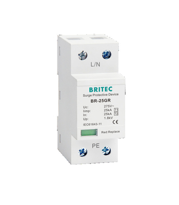 BR-25GR 4P کلاس I نوع 1 Surge Surge Arrestor SPD Thunder Protector Spark Gap spd نوع1 4p ac spd محافظت از افزایش