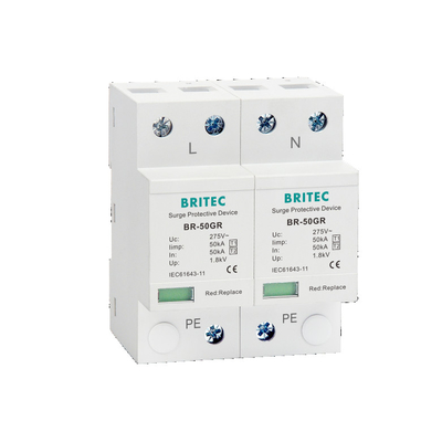 BRITEC BR-50GR 275 4P T1 دستگاه حفاظت از تورم نوع 1 چین 275 Ac 3 Phase Spd Lightning Arrester Protector