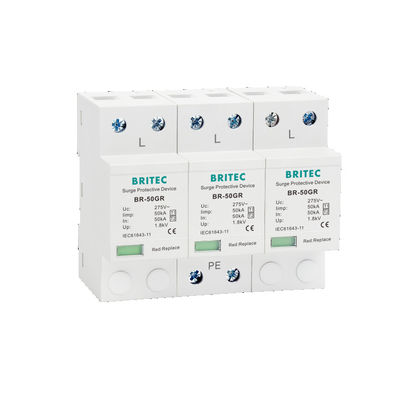 BR-50GR 3P+N نوع 1 دستگاه حفاظت از نوسانات کلاس 1 AC SPD 50ka صاعقه گیر SPD نوع 1 و 2