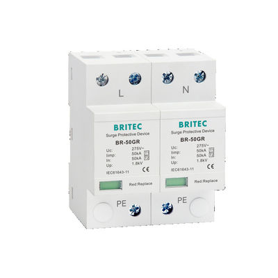 BR-50GR 3P+N نوع 1 دستگاه حفاظت از نوسانات کلاس 1 AC SPD 50ka صاعقه گیر SPD نوع 1 و 2