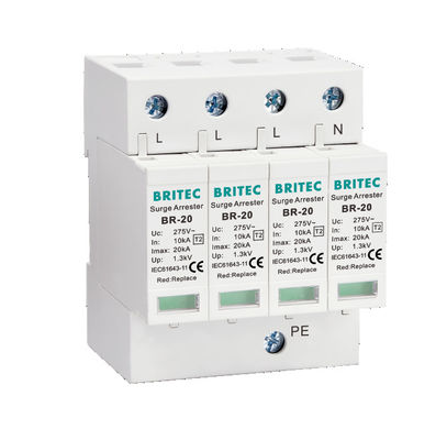 BR-20 2P 20kA نوع 2 دستگاه حفاظت از نوسانات تک فاز رعد و برق صاعقه گیر Spd دستگاه محافظ برق AC تک فاز