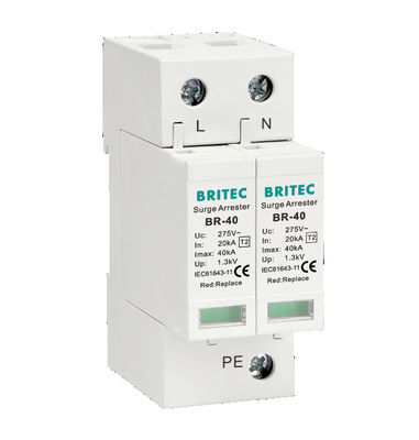 BR-40 4P 20kA - 200kA محافظت از افزایش برق دستگاه افزایش برق گیرنده های Spd رعد و برق 275v محافظ افزایش برق