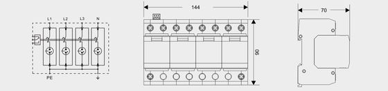 BR-25GR 4P SPD حفاظت از رعد و برق DIN Rail 35 میلی متر ac spd