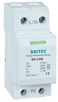 BR-25M 3P+1NPE 25kA T1+T2 Varistor Surge arrester B+C ولتاژ پایین 3 فاز AC Spd محافظ رعد و برق