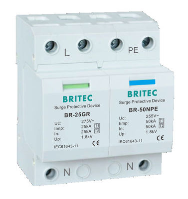 دستگاه حفاظت در برابر افزایش ولتاژ BR-25GR 1P+1، نوع 1، سرکوبگر افزایش ولتاژ، صاعقه‌گیر، سرکوبگر افزایش ولتاژ AC