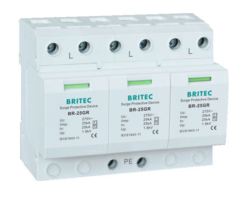 دستگاه حفاظت در برابر افزایش ولتاژ BR-25GR 1P+1، نوع 1، سرکوبگر افزایش ولتاژ، صاعقه‌گیر، سرکوبگر افزایش ولتاژ AC