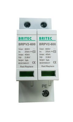 600 ولت نوع 2 / کلاس II PV Surge Arrestor با مواد ترموپلاستیک برای حفاظت از صاعقه