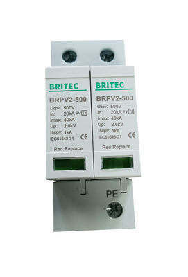 600 ولت نوع 2 / کلاس II PV Surge Arrestor با مواد ترموپلاستیک برای حفاظت از صاعقه