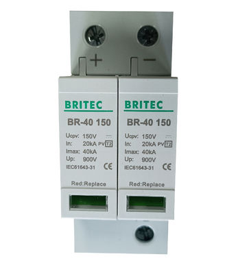 600 ولت نوع 2 / کلاس II PV Surge Arrestor با مواد ترموپلاستیک برای حفاظت از صاعقه