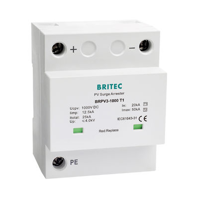 BRPV3-1000-5 T1 50kA DC 1000V 5kA نوع 1+2 محافظ برق PV دستگاه حفاظت برق خورشیدی T1 T2 dc SPD SPD فتوولتائیک