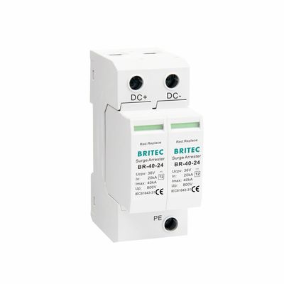 BR-40 24 نوع 2 PV Surge Arrester 36V حفاظت و 5 سال گارانتی سیستم های خورشیدی نوع 2 dc spd
