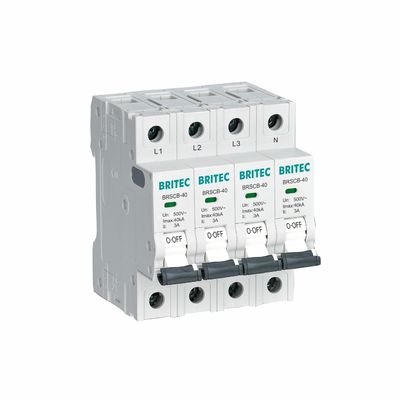 BRSCB-80 4P Surge Protection Device Class II 80KA مخصوص پشتیبان گیری MCB که به طور خاص برای Surge Arrester SCB طراحی شده است