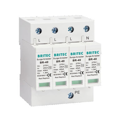 BR-40 440 4P نوع 2 دستگاه محافظ افزایش 40ka SPD T2 محافظت از قدرت گیرنده رعد و برق محافظ رعد و برق AC افزایش 440V افزایش گیرنده SPD نوع 2 افزایش محافظ