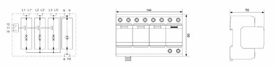 IP20 ترموپلاستیک 50kA T1 کلاس B دستگاه محافظت از افزایش AC محافظت از افزایش AC