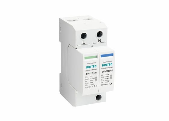 محافظ ولتاژ AC T1 T2 1P+NPE 275V محافظت در برابر نوسانات 12.5KA SPD MOV حفاظت از صاعقه