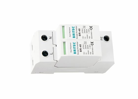 دو قطب SPD 40kA Surge Arrester 2P نوع 2 دستگاه محافظت در برابر فشار