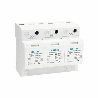 BRPV3-1000-6.25 دستگاه محافظت از افزایش جریان مستقیم 1000V 40kA PV خورشیدی SPD دستگاه حفاظت از افزایش جریان خورشیدی بیش از ولتاژ محافظت از افزایش جریان جریان مستقیم نوع 1 + 2 محافظ افزایش جریان PV spd t1 t2 dc