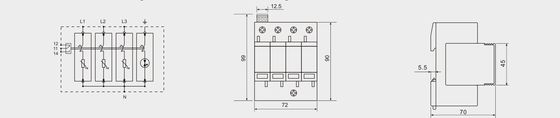 BR-40 3+1 440 نوع 2 محافظت کننده از افزایش برق در محافظ محافظت از افزایش برق در محافظ صاعقه گیرنده صاعقه گیرنده 40kA