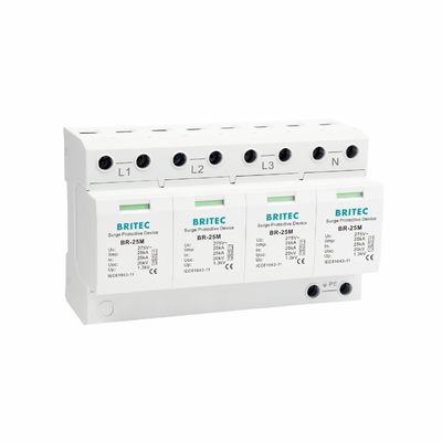 BRITEC BR-25M 3+1 نوع 1 دستگاه محافظت از افزایش با 25kA Iimp ماژول پلاگین شده نوع 1 محافظت از افزایش