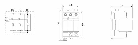 BRPV3-1500-6.25 PV Surge Arrester Module 3 دستگاه حفاظت از نوع 1+2 PV Surge Protector سیستم های انرژی خورشیدی spd 1500v dc t1 t2 Solar Dc Spd pv lightning arrester نوع 1+2 PV surge protector
