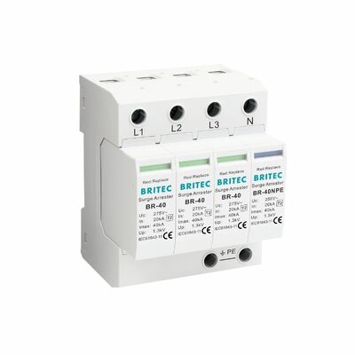 محافظ موج BR-40 275 6+1 نوع 2، ریل دین، صاعقه گیر 3 فاز SPD 275 ولت