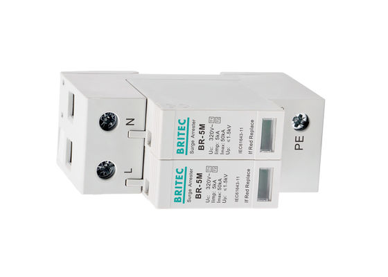 BR-5M 320V 2P SPD تک فاز با 5kA نوع 1 + نوع 2 دستگاه محافظت از افزایش DIN Rail Mount