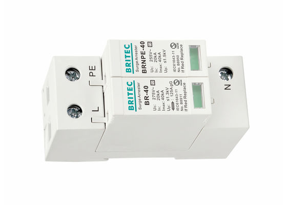دستگاه حفاظت در برابر اضافه ولتاژ تیپ ۲ استاندارد IEC 61643-11 با حفاظت در برابر صاعقه 40kA 1P+NPE و قابلیت نصب روی ریل DIN