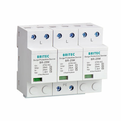برق گیر BR-25M 4P 25kA نوع 1 تندرگیر SPD کلاس 1 برقگیر قابل اتصال برقگیر چین صاعقه گیر