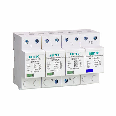 BR-25M 3P+1NPE 25kA T1+T2 Surge Arrester B+C ولتاژ پایین 3 فاز محافظ افزایش
