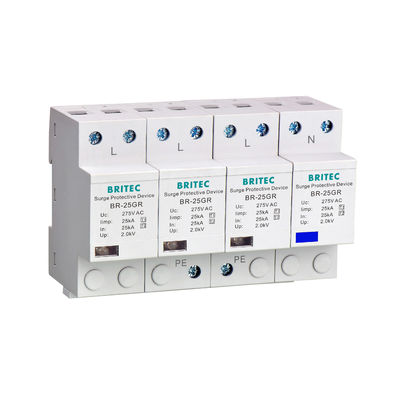 BR-25M 3P+1NPE 25kA T1+T2 Surge Arrester B+C ولتاژ پایین 3 فاز محافظ افزایش