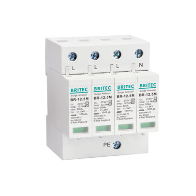 BR-12.5M 1P+1 تجهیزات الکتریکی 50kA 275v T1+T2 Surge Arrester دستگاه محافظت از افزایش ولتاژ کم ولتاژ