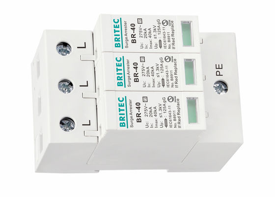 پاسخ سریع 40KA 275VAC Class C SPD Type 2 3 Pole Surge Protector