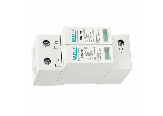 70kA نوع 2 دستگاه حفاظت از افزایش DIN ریل نصب شدنی افزایش گیرنده IEC 61643-11 مطابق