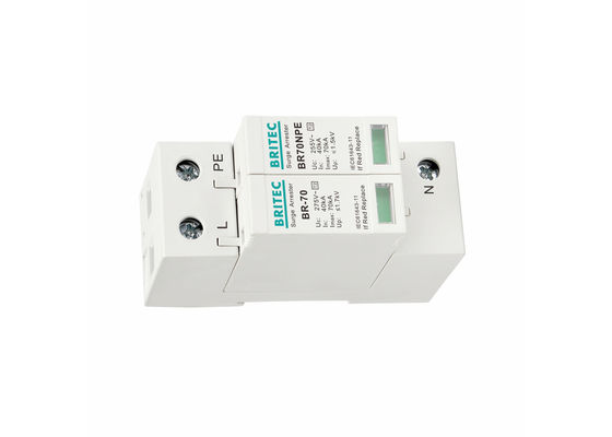 پلاستیک حرارتی نوع 2 دستگاه حفاظت از خروج 70kA 1P + NPE AC SPD Surge Arrester